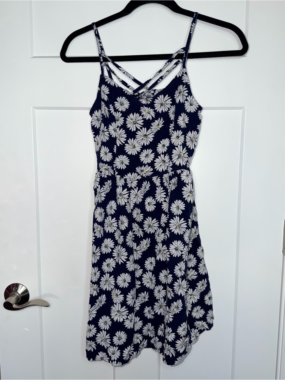 Navy Daisy Print Spaghetti Strap Dress
